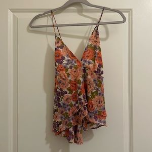 ASTR spring summer Floral ruffle cami tank XS